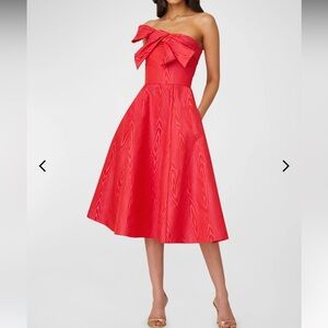 Shoshanna Odyssey Strapless Bow-Front Midi Dress Size 2 NWT